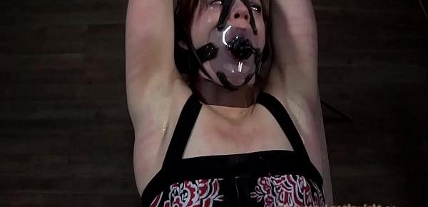  Gagged and fastened up gal gets her clits pleasured